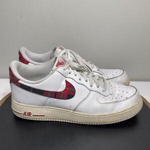 Nike Air Force 1 Low Men Size 11 Tartan Plaid White University Red Streetwear
